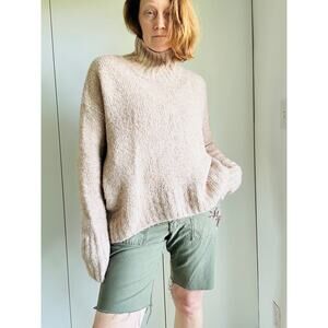 H&M Chunky Knit Sweater Oversized Fit Taupe Beachy Coastal Old Money Neutral